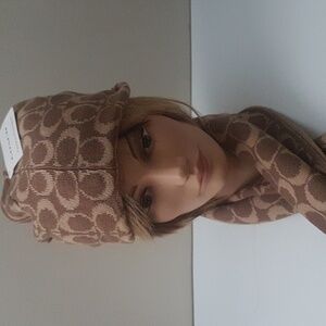 Coach khaki Signature Pattern Beanie